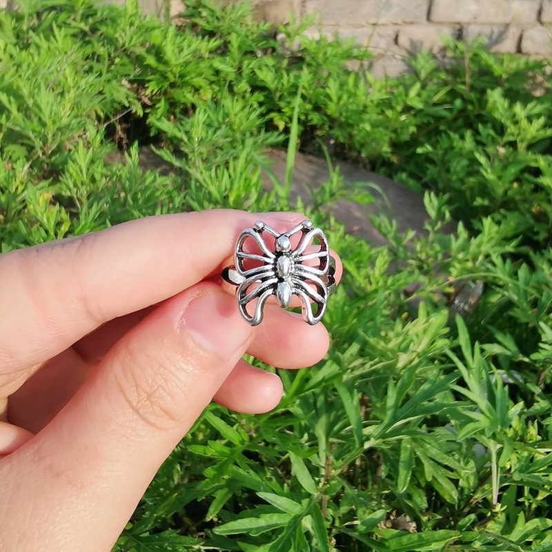 Fancyqube Cincin Desain Tengkorak Hati Bunga Malaikat Warna Silver Gaya Hip Hop Untuk Wanita