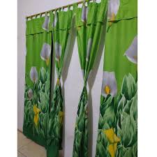 Gorden Motif Bunga Hijau / Gorden Jendela / Bunga Motif Bunga Tulip / Gorden Pintu