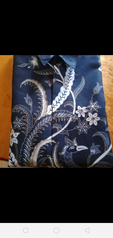 Batik Pria Merak Khayangan Biru Size M - Xxl  Batik Solo Katun Sragenan Full Furing