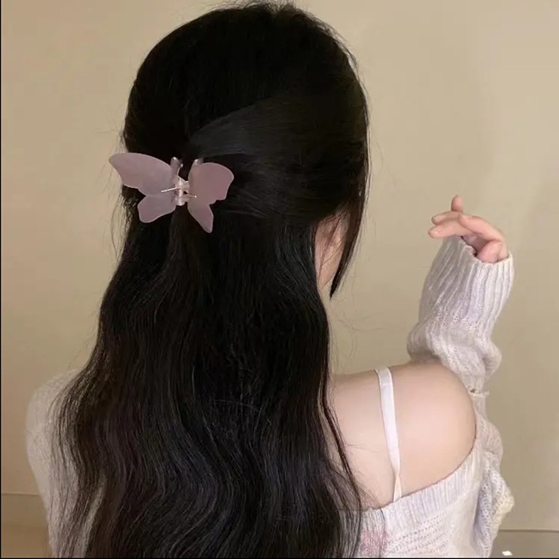 FAIRY FROSTED BUTTERFLY KOREAN HAIR CLAW JAW CLIPS MINI SMALL JEPIT JEPITAN BADAI JEDAI KLIP RAMBUT KUPU-KUPU KUPU KUPU KECIL KOREA WANITA WOMEN THICK HAIR ACCESSORIES CLUTCHER CLIP ACRYLIC SOLID COLOR MEDIUM HAIRCLIP