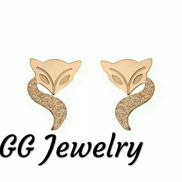 GG Anting Tusuk Aksen Rubah Titanium Rose Gold#AT-107