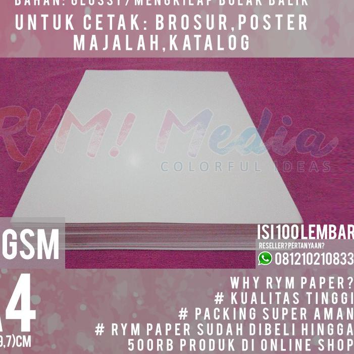 

Sale Art Paper 150 gsm A4 isi 100 Lembar / Kertas Bahan Brosur Mengkilap Glossy 150 gram ,.