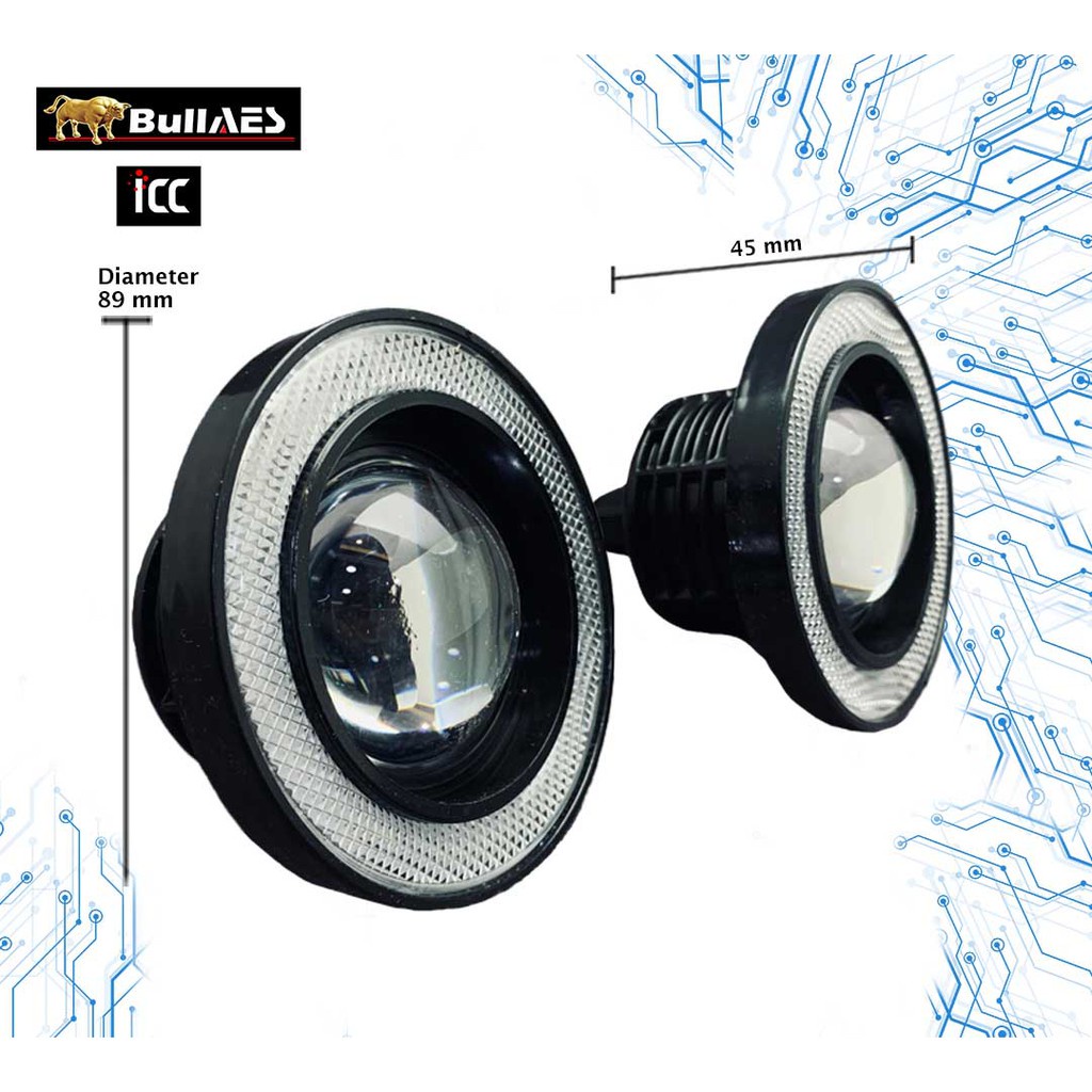 Foglamp Bemper COB Plus Angel Eye 89 MM Universal