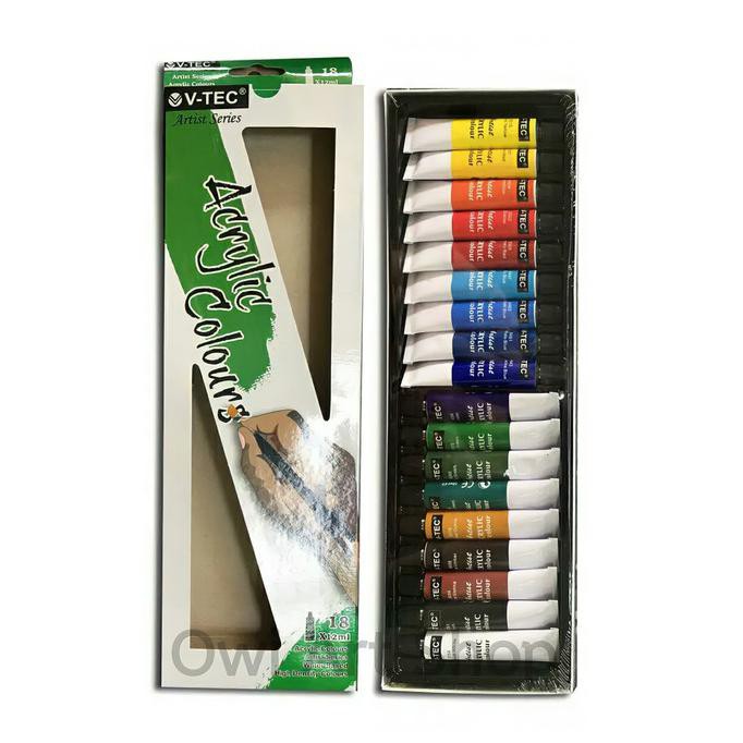

PROMO V-TEC ACRYLIC COLORS 18 X 12ML - CAT AKRILIK V-TEC PERALATAN MELUKIS ART SET MENGGAMBAR