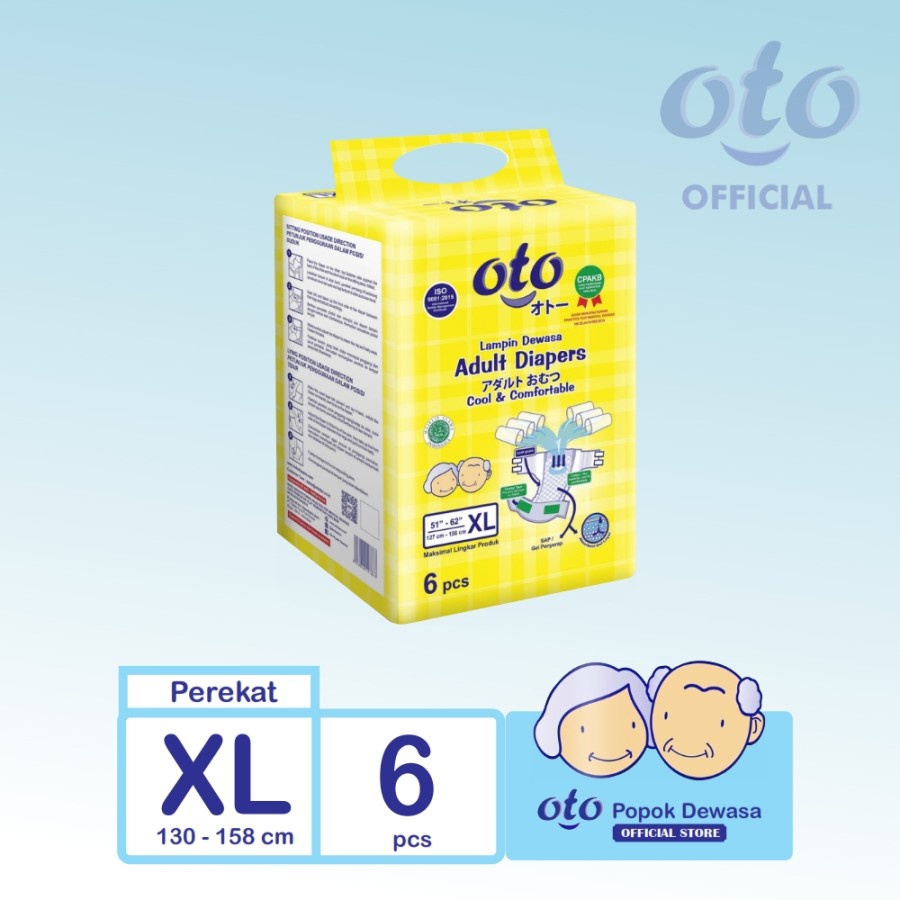 Oto Adult Diapers / Popok Dewasa model Perekat ukuran XL isi 6