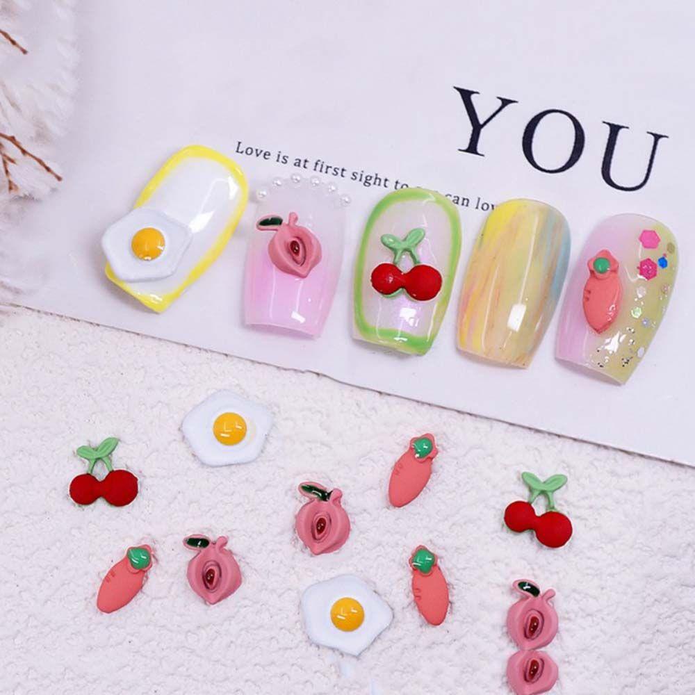 Mxbeauty Buah Perhiasan Nail Art Warna Permen Indah Lucu Peach Kaktus Telur Rebus DIY Alat Nail Art