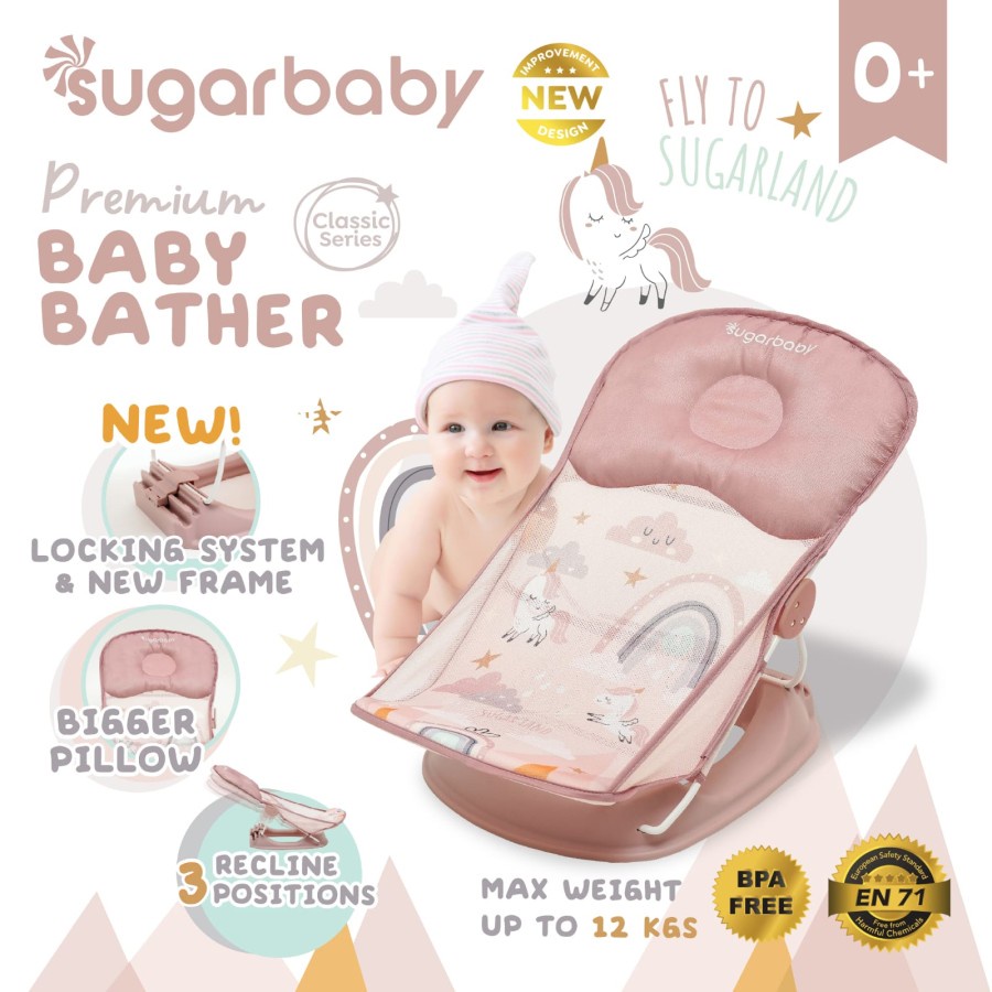 Sugar Baby [Deluxe] Baby Bather / Kursi Mandi Bayi (Pink)