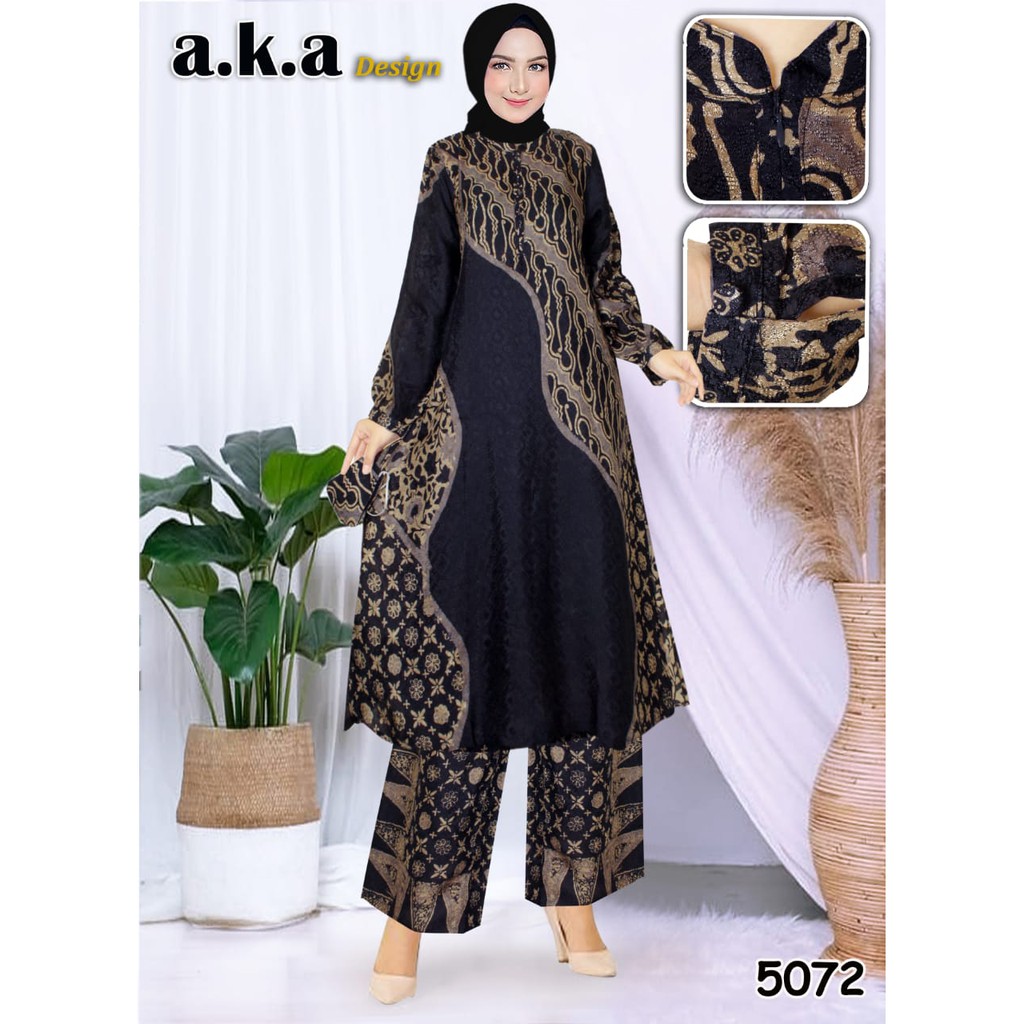 Sauna_Fashion / Stelan Rok Batik Viscose Semi Sutra Kancing Depan Pakaian Modern Pesta Kondangan Baj