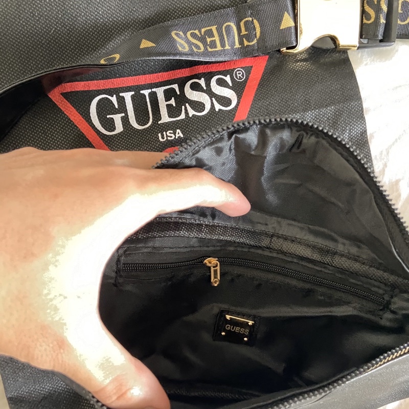 Guess Waistbag Leather Gold font With DustBag