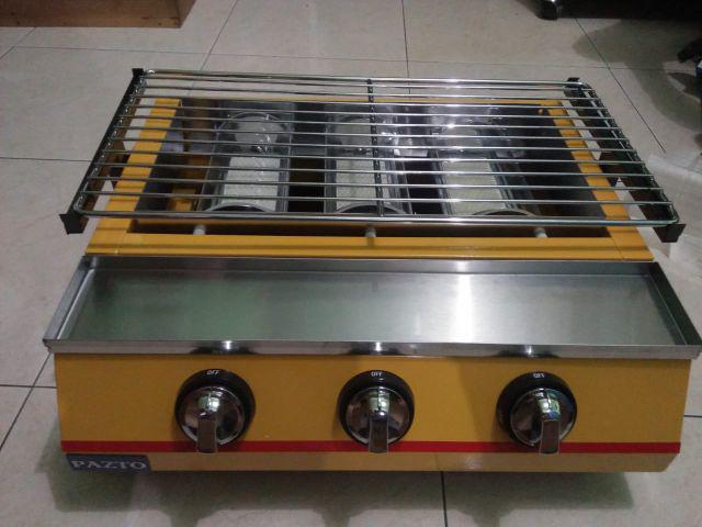 (cod) Alat Panggang Gas 3 Tungku Tampa Asap Kualitas Terjamin Pazto Ros-k03