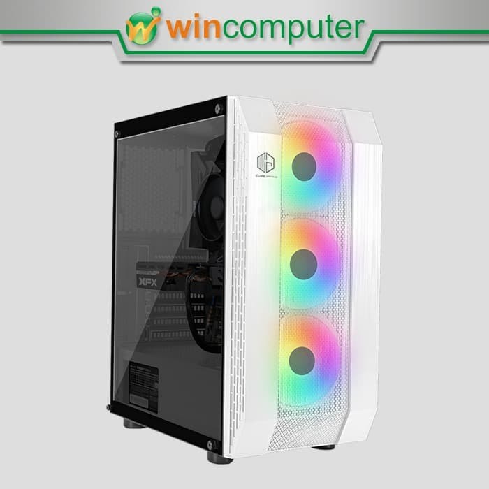 Cube Gaming Frins WHITE - Tempered Glass, ATX, 3x Rainbow RGB Fan