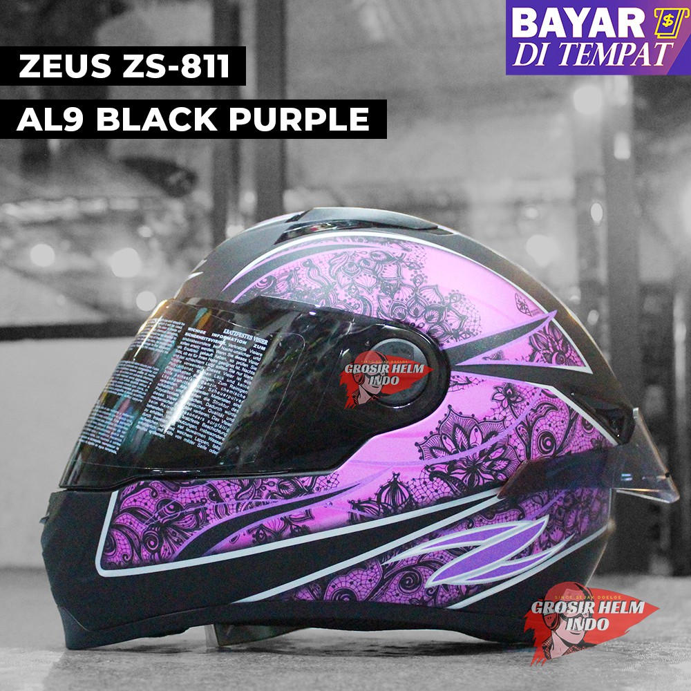 HELM ZEUS 811 PAKET GANTENG ZEUS ZS811 AL9 PURPLE DOFF MOTIF BATIK UNGU FREE TAS HELM ZEUS HELMET