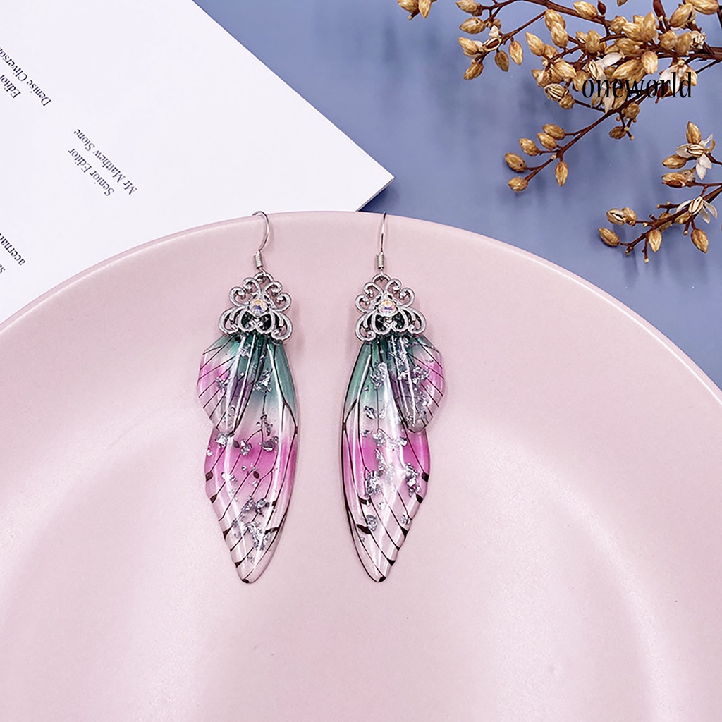 OW# Women Fashion Earrings Rhinestone Insect Butterfly Wing Ear Hook Jewelry Gift