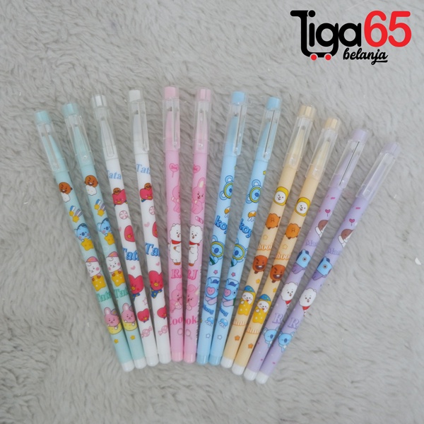 365 GEL PEN #41024 Pulpen Gel Fancy Karakter BT21 - BTS Bahan Rubber Lucu