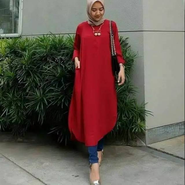 Adila tunik maron/merah cabe