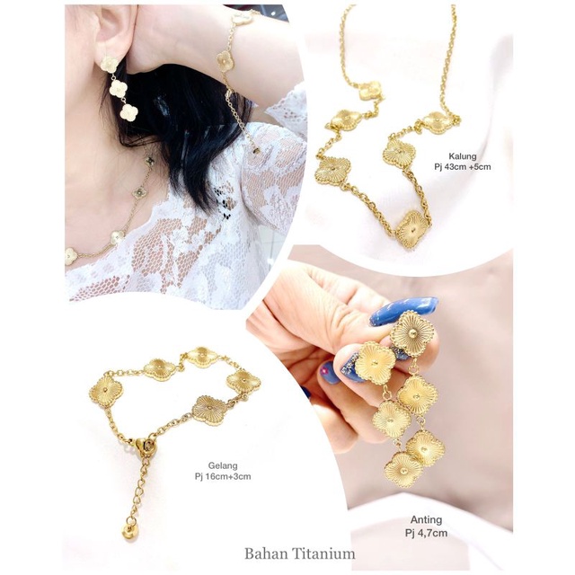 Kalung Gelang Anting Motif elv Gold  Bahan Titanium Asli Premium Quality anti karat anti alergi Stainless steel ori  S-030