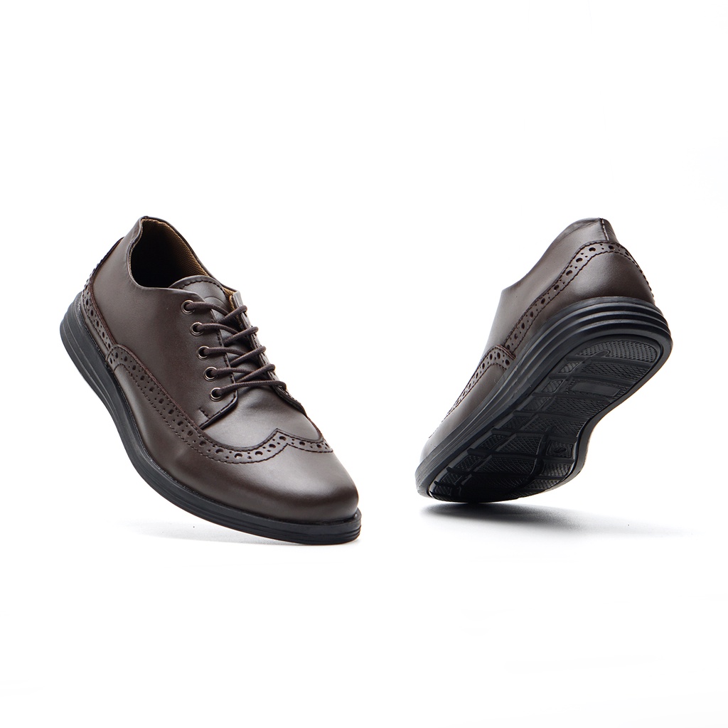 HALSTEN BLACK ORIGINAL x GREATA Sepatu Kulit Sapi Asli Hitam Pria Formal Pantofel Tali Kerja Kantor Dinas Resmi Guru Kantoran Pesta Undangan Kondangan Wedding Wisuda Kuliah Semi Casual Brogue Wingtip Derby Oxford Genuine Leather Men Footwear Keren Terbaru