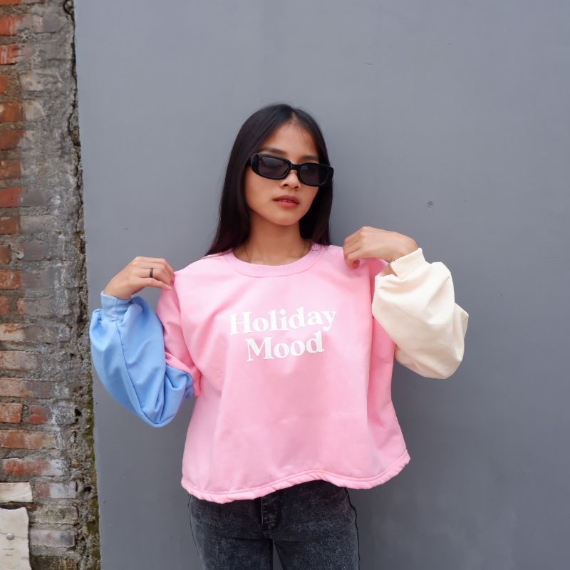 CROP SWEATER HOLIDAY OVERSIZE / CROP SWEATER KOMBINASI / CROP SWEATER OVERSIZE / SWEATER JUMBO / SWE