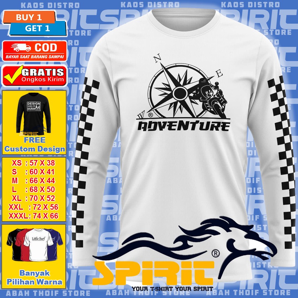 Kaos Motor Touring Adventure Lengan Panjang Pria Wanita Jumbo JTR005