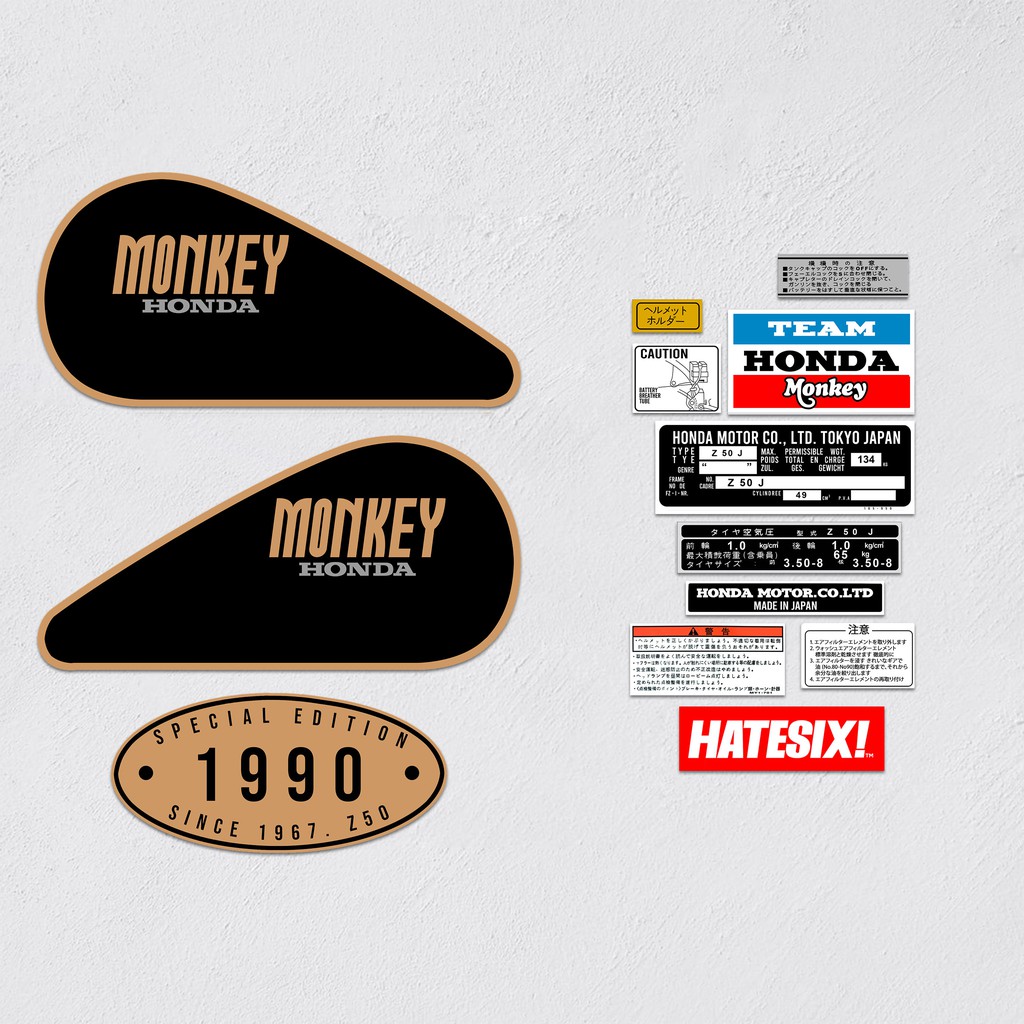 Sticker Decal Honda Monkey Z50 Special Edition Black 1990 hatesix