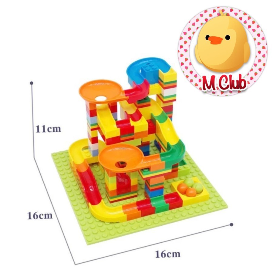 MAINAN EDUKATIF SlIDE BALL BUILDING BLOCK TRACK MARBLE RUN 140pcs