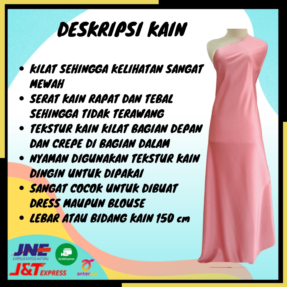 Bahan Bakal Beludru Sutra Satin Saten Kawasaki Chika Yokohama Silk Wedding Bridesmaid Braidsmaid Dress Hijab Jilbab Tunik Pesta Arisan Kekinian Terbaru 2021