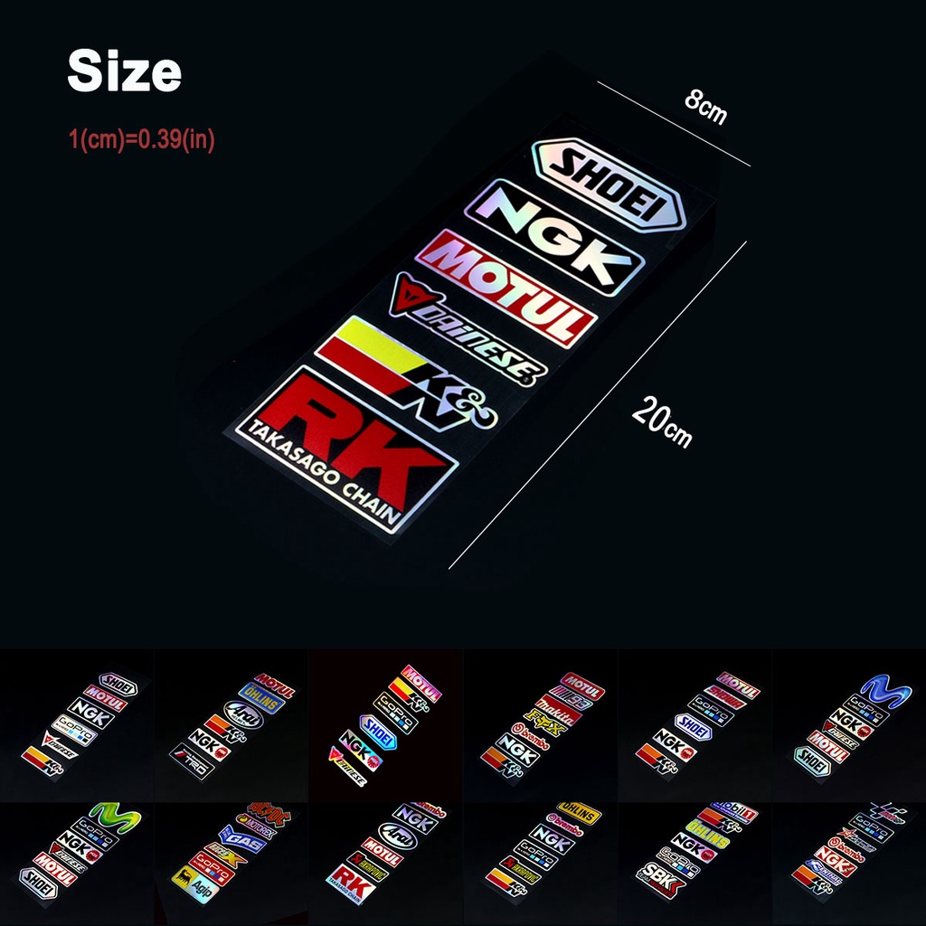 GOPRO NGK Motul SHOEA Stiker Strip Laser Pelangi Untuk Dekorasi Helm Motor YAMAHA TMAX Kawasaki KTM