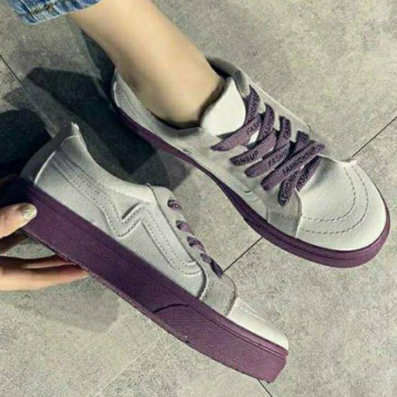 Sepatu Sneakers Sneaker Sport Kasual Santai Kets Wanita Cewek Perempuan Putih Korea Murah Import Cod