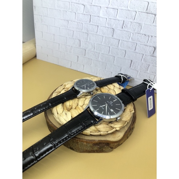 JAM TANGAN PRIA WANITA COUPLE ALFA 55035L silver hitam dalm hitam ORIGINAL 1000%