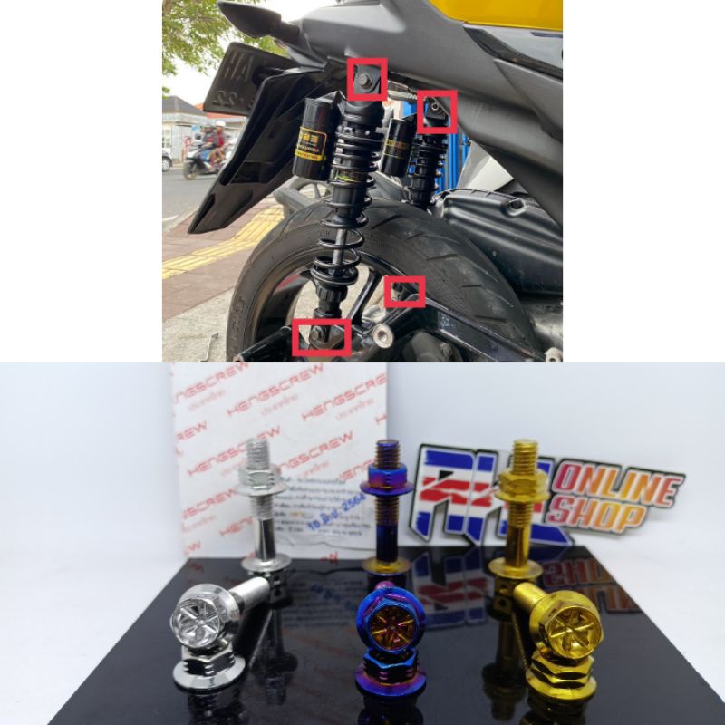 baut probolt shock belakang Aerox dan Xmax stainless original heng