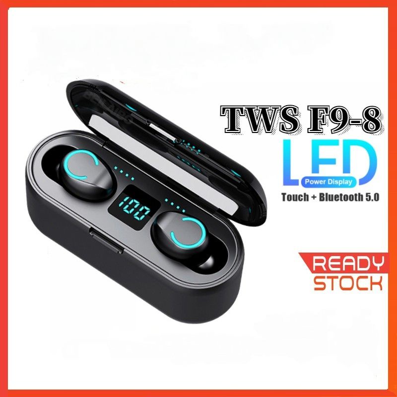 TWS-F9-8 Tahan Air Headset TWS 5.0 F9 Bluetooth Earphone In-ear Stereo Wireless