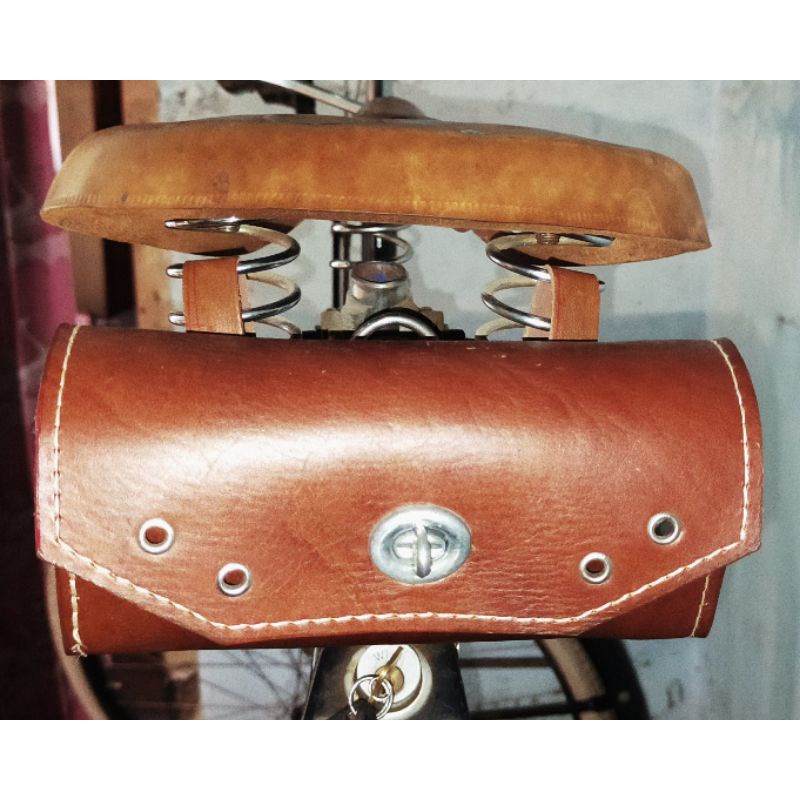 DOMPET TAS SADEL KULIT SEPEDA ONTEL/UNTA KULIT ASLI
