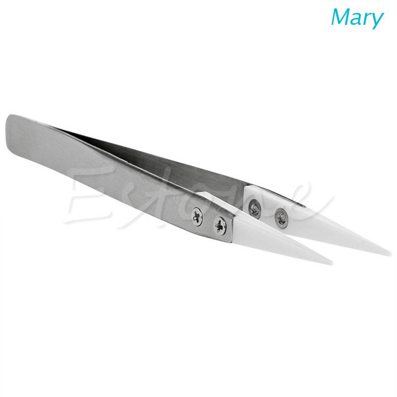 Heat Resistant Stainless Steel Ceramic Tweezers Pointed Tip