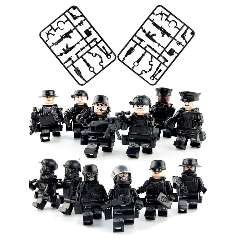 12pcs Mainan Balok Bangunsusun Model minifigures Bentuk Pasukan Khusus Militer