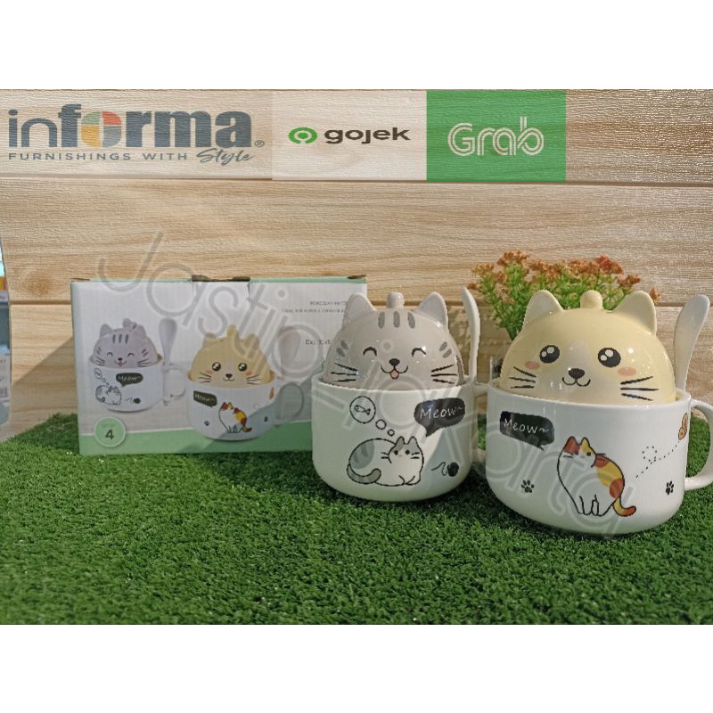 Appetite Informa Mug Cat Dengan Penutup Dan Sendok