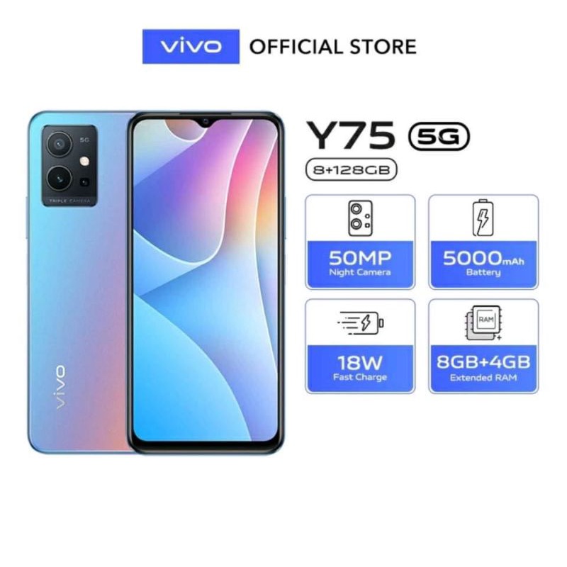 VIVO Y75 5G RAM 8/128 GB | VIVO Y75 5G NFC RAM 12/128 GB GARANSI RESMI VIVO INDONESIA