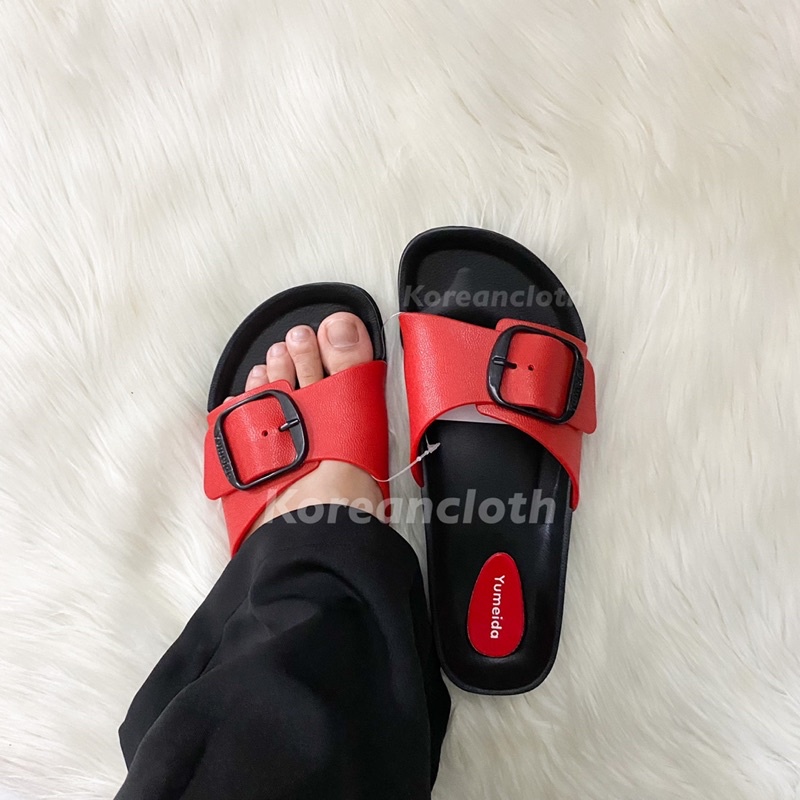 YUMEIDA 21081 SANDAL SLOP WANITA BIRK3N SANDAL KARET - SANDAL MURAH - SEPATU MURAH - SEPATU WANITA - SENDAL WANITA - FLATSHOES