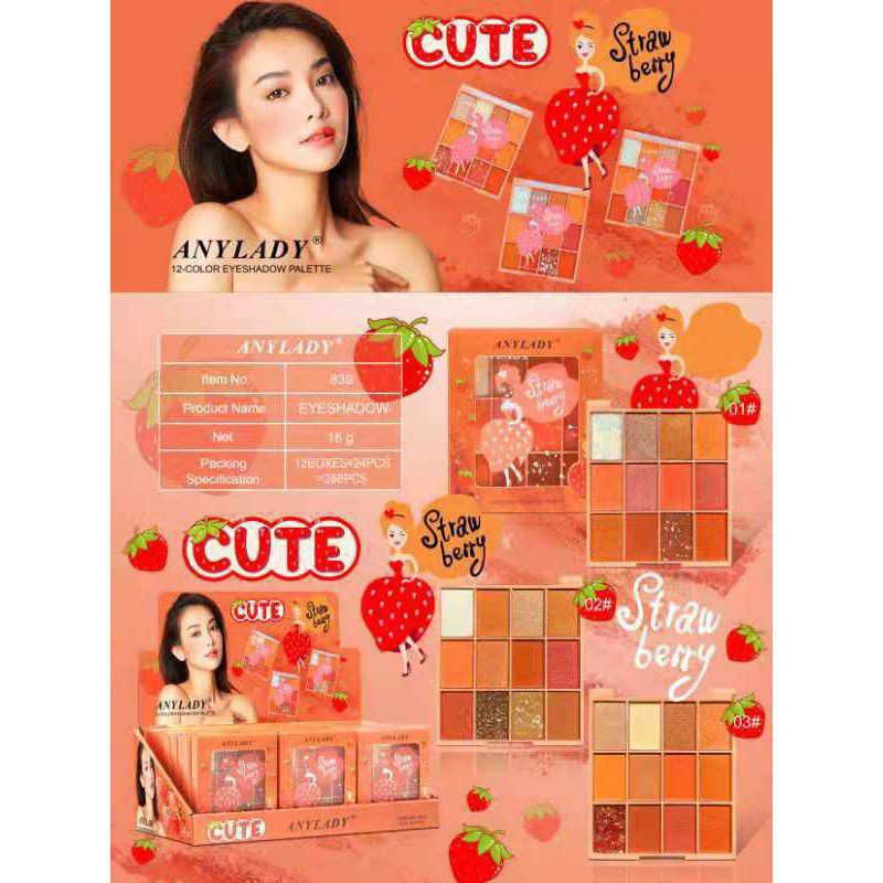 EYESHADOW + BLUSH ON  PALETTE ANYLADY SWEET  | STRAWBERRY PERPCS NO.8989C | 839 | HF647