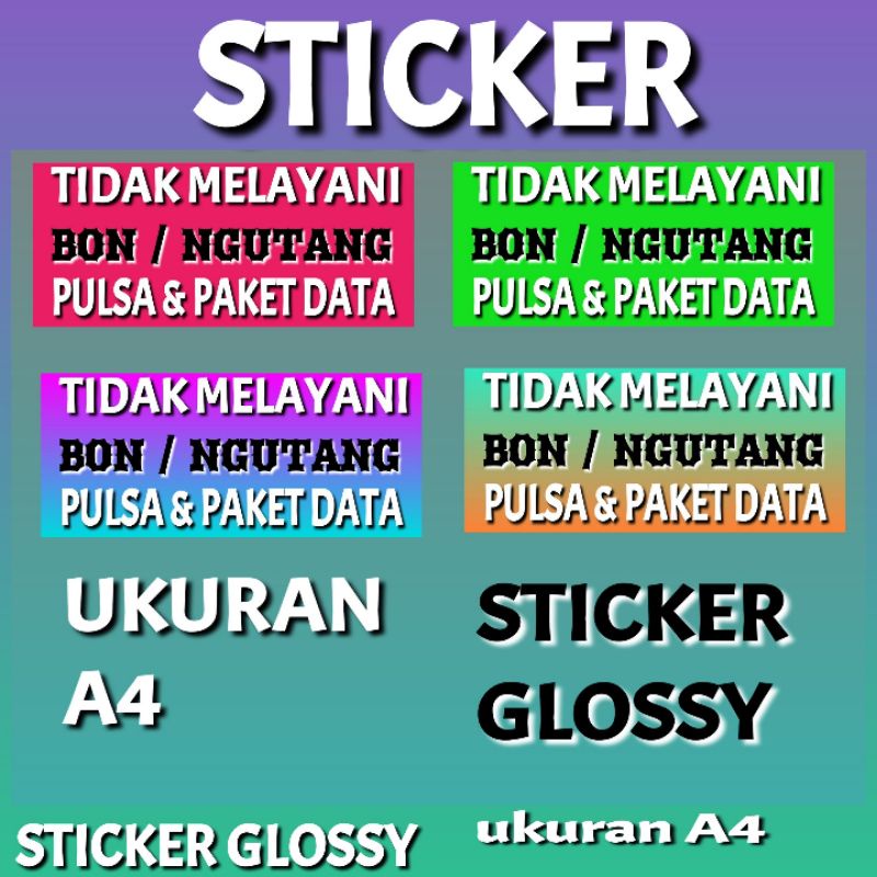 

kertas sticker glossy tempelan TDK bon