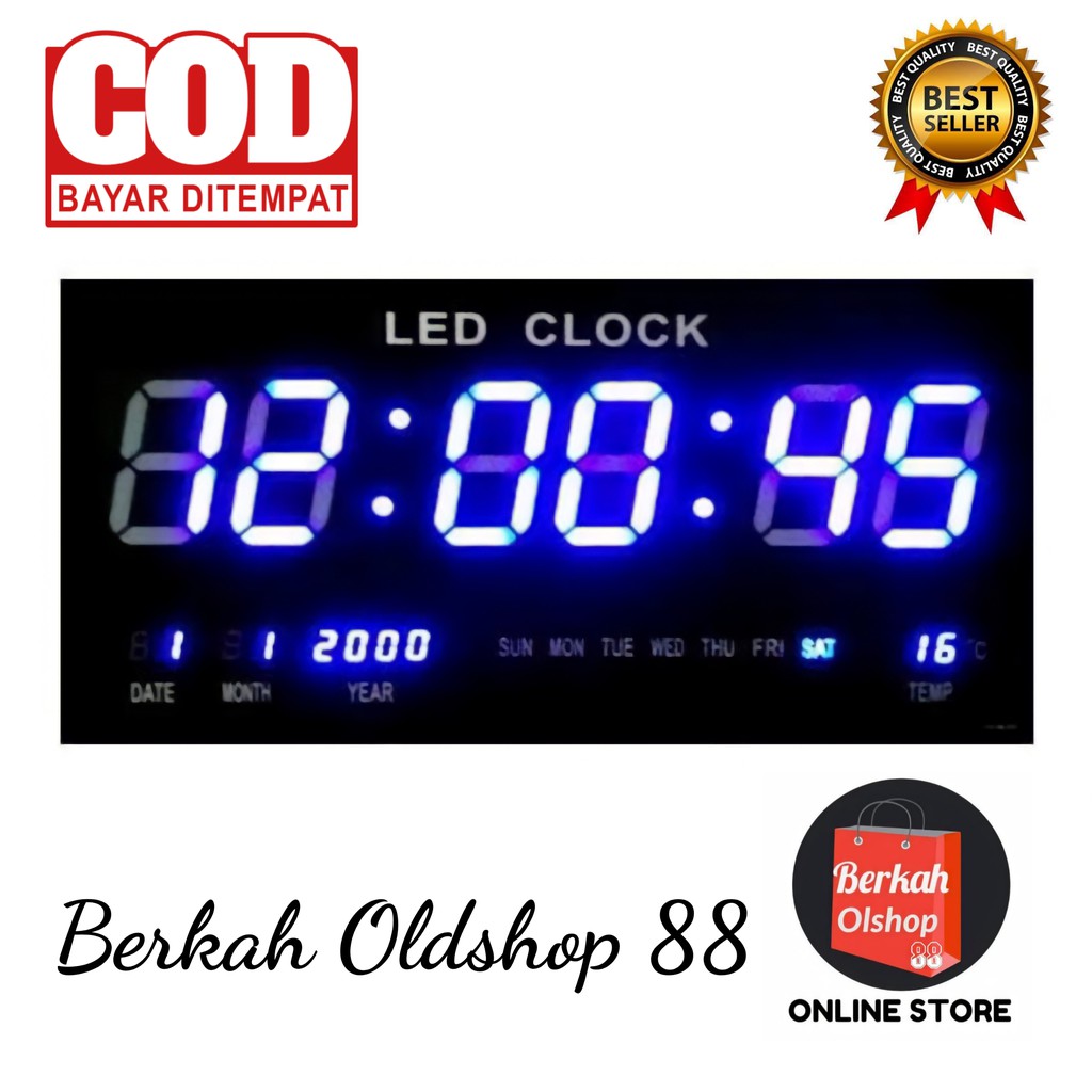 Berkah Oldshop 88 - Jam Dinding Digital LED Meja LED Clock 4622 Biru