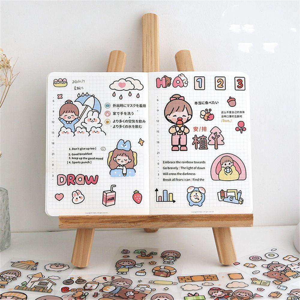 R-flower 20pcs PET Stiker Jurnal DIY Dekoratif Notebook Album Diary Kelinci Perempuan