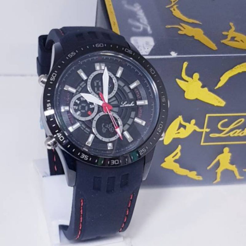 JAM TANGAN LASEBO ORIGINAL/JAM TANGAN PRIA ANTI AIR DUAL TIME