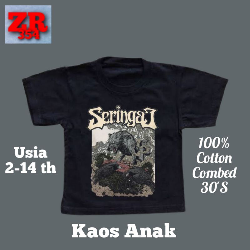 Baju anak kaos SERINGAI logo WOLF CROWS tshirt band STONER METAL musik rock hitam kaos band oversize