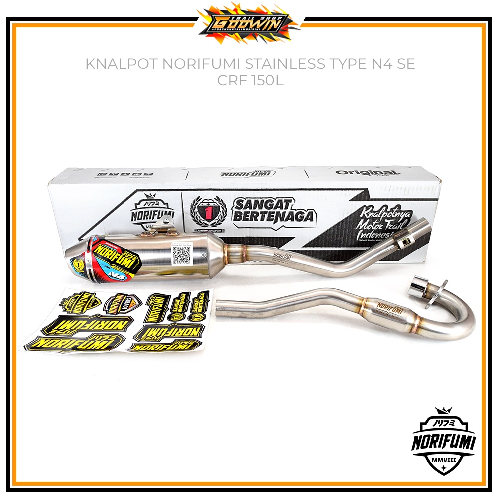 Knalpot NORIFUMI Type N4 Standart Bore Up KLX 150 BF Dtracker DT New CRF 150 L WR 155 R Stainless Original