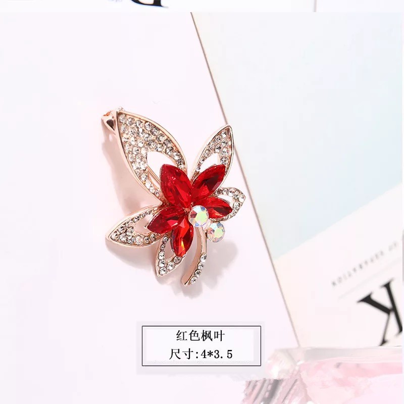Versi Korea high-end indah kristal bros Temperamen opal bunga angsa Merah cherry bros fashion semua pertandingan aksesoris-19#