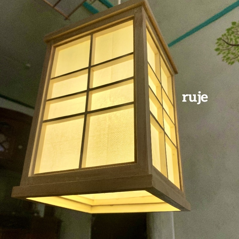 lampu gantung kayu model jepang hiasan dekorasi rumah