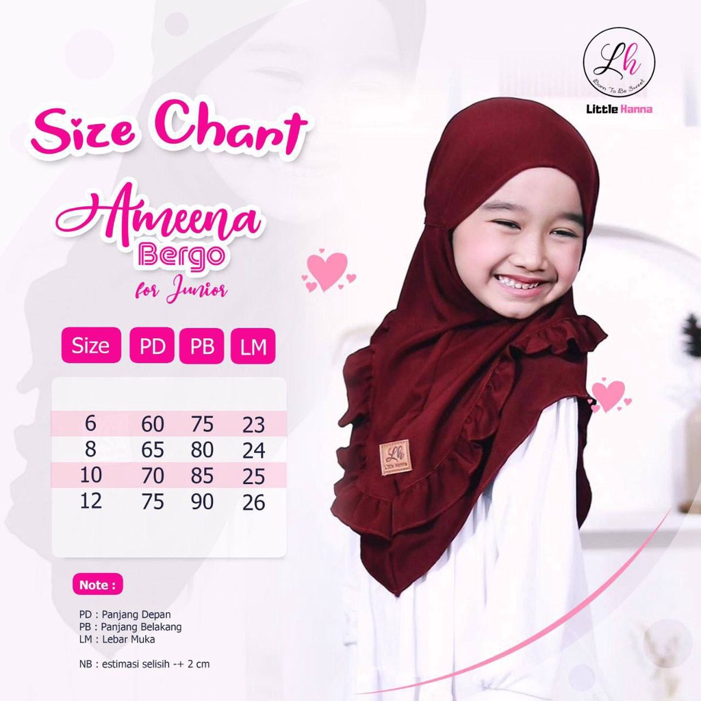 Jilbab anak Ameena Bergo By little Hanna