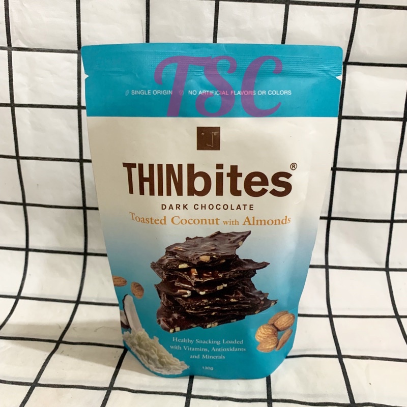 

Thinbites Dark Chocolate Toasted Coconut With Almonds / Cokelat / Coklat / Thin Bites Chocolate
