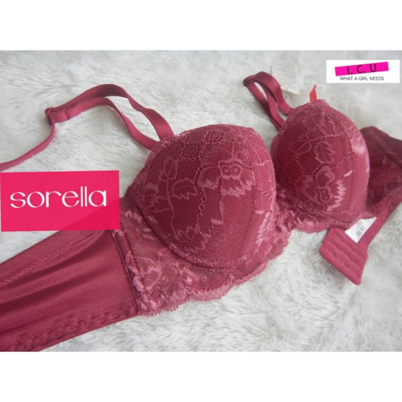 Bra Renda Kawat Busa Tipis Cup 1/2 Pakaian Dalam Wanita Sorella S10-27427B Pink Size 34B