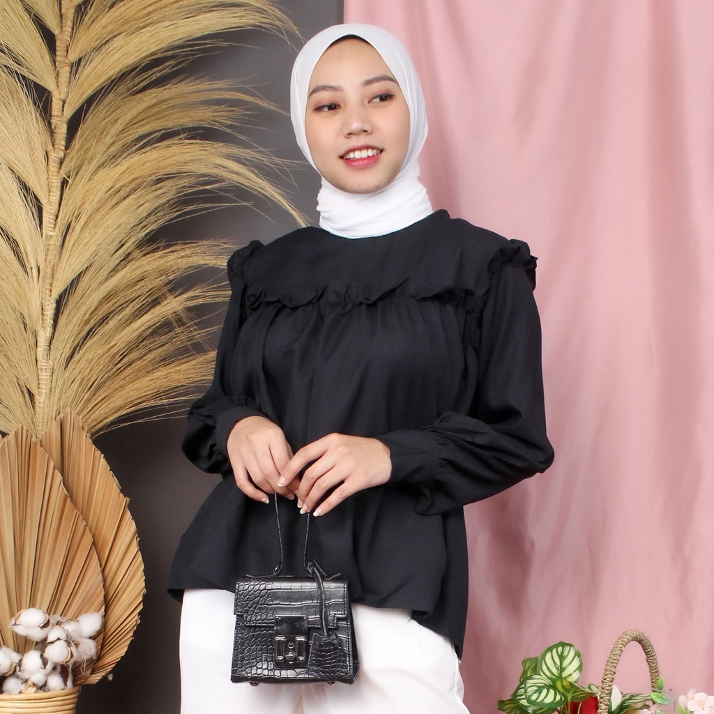 RX Fashion - Blouse Lolla I LAVANYA I Made top //Blouse Wanita -R1-HITAM